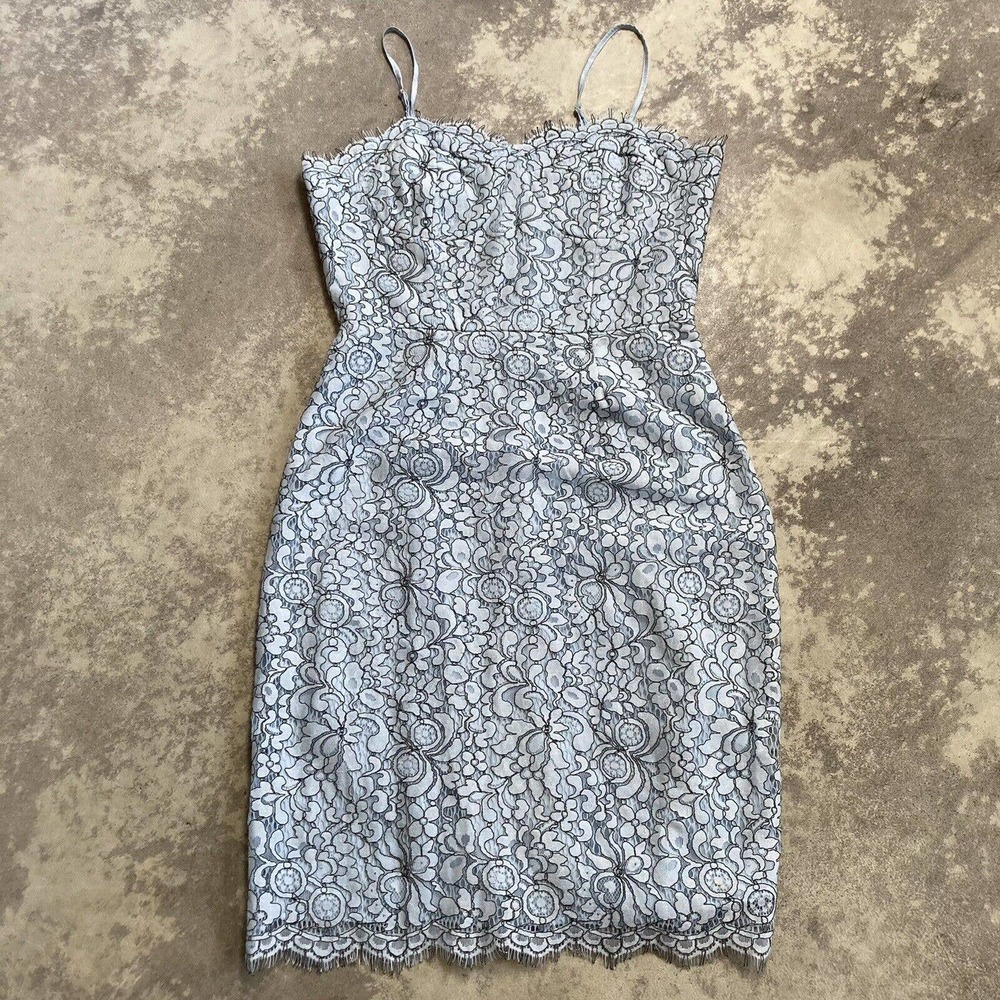 ABS Strapy Lace Midi Dress Baby Blue Size 6 New With Tags Sweat‎ heart Neckline